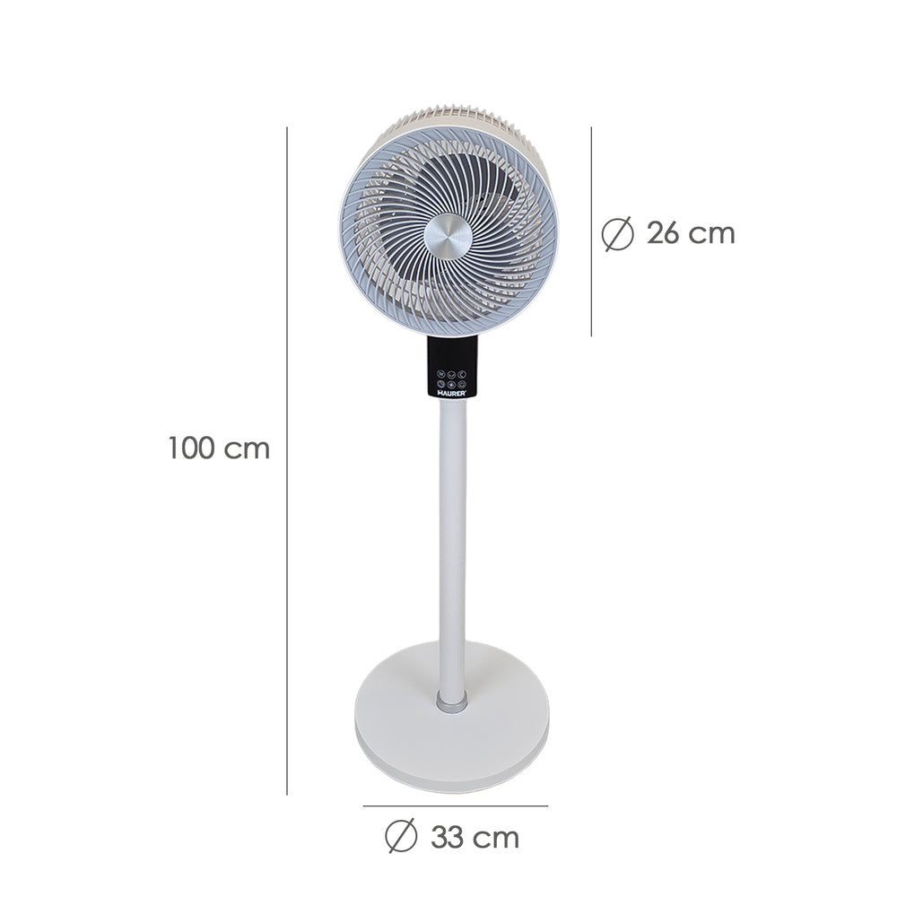 Ventilador pie 40 watt. 3 velocidades ø 25 cm. Con mando