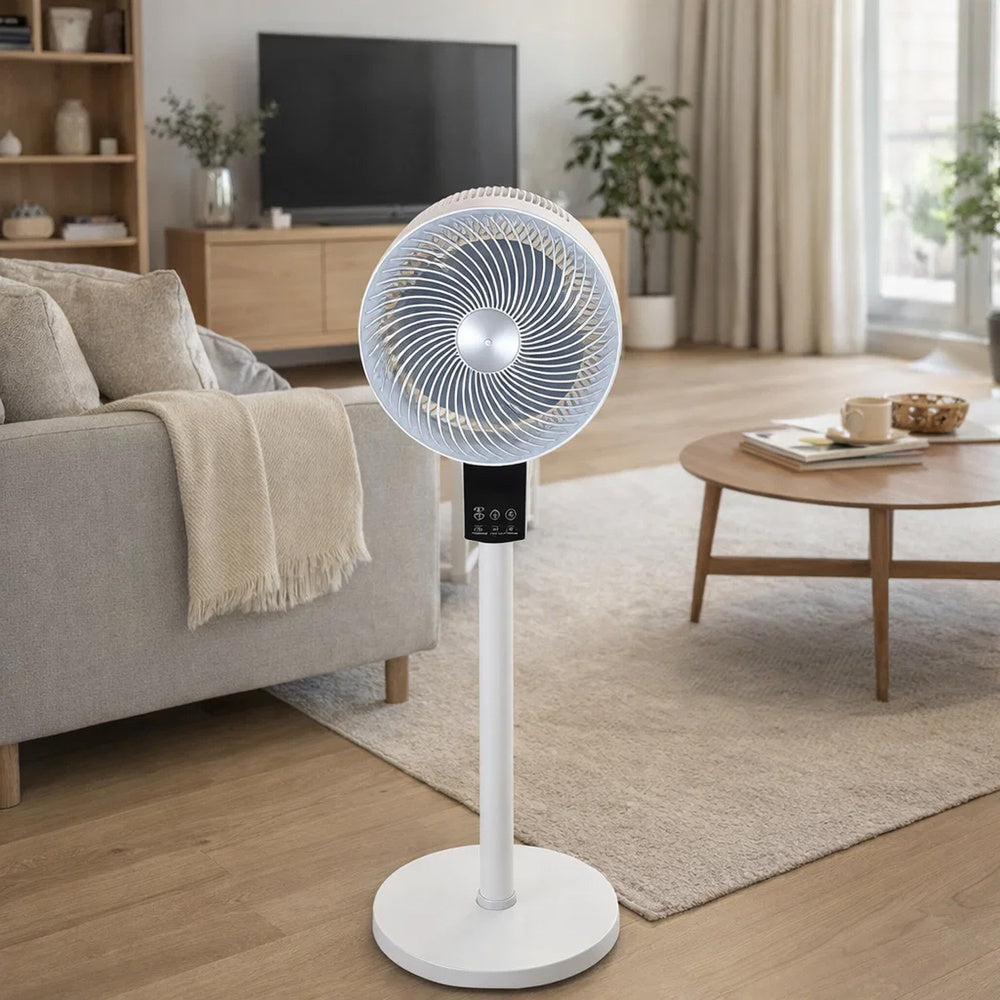 Ventilador pie 40 watt. 3 velocidades ø 25 cm. Con mando
