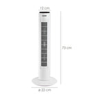 Ventilador maurer torre 73 cm 3 velocidades. Función oscilante. Con temporizador y mando a distancia.