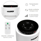 Ventilador maurer torre 73 cm 3 velocidades. Función oscilante. Con temporizador y mando a distancia.