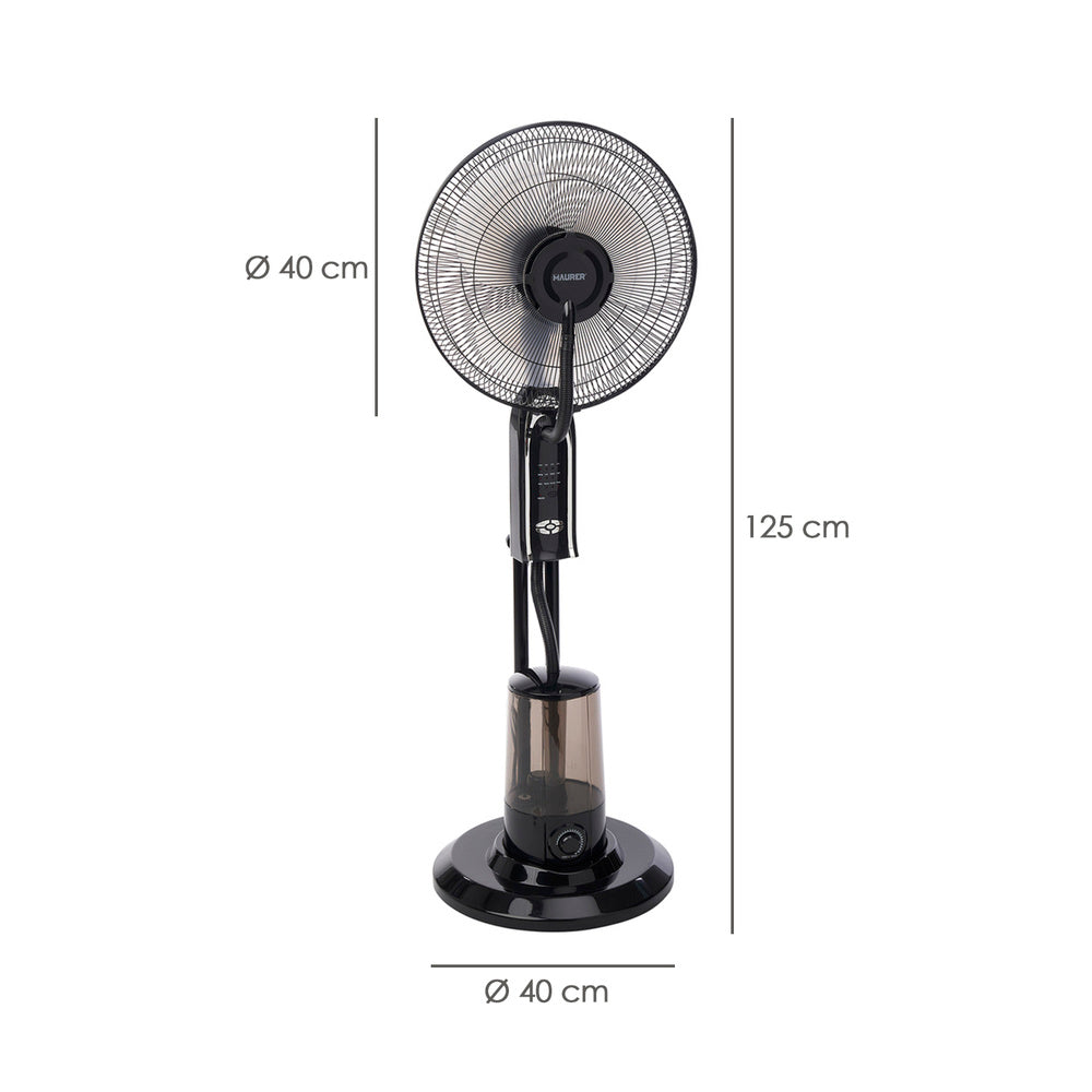 Misting fan, 3 large blades ø 40 cm, 75 watt copper motor. Timer, remote control water fan
