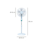 Ventilador suelo silencioso con mando. Ø 43 cm altura 140cm 55 watt. 55 watt. Ventilador programable. Ventilador oscilante.