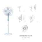 Ventilador suelo silencioso con mando. Ø 43 cm altura 140cm 55 watt. 55 watt. Ventilador programable. Ventilador oscilante.