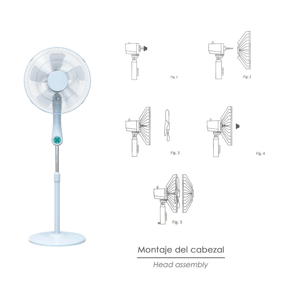 Quiet floor fan with remote control. Ø 43 cm, 140cm height, 55 watt. Programmable fan. Oscillating fan.