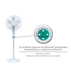 Ventilador suelo silencioso con mando. Ø 43 cm altura 140cm 55 watt. 55 watt. Ventilador programable. Ventilador oscilante.