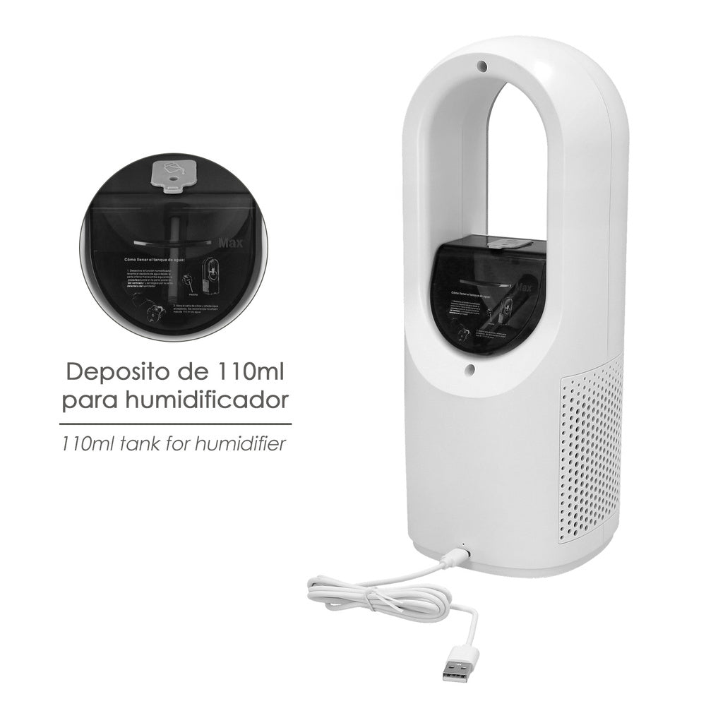 Battery-operated bladeless desktop fan