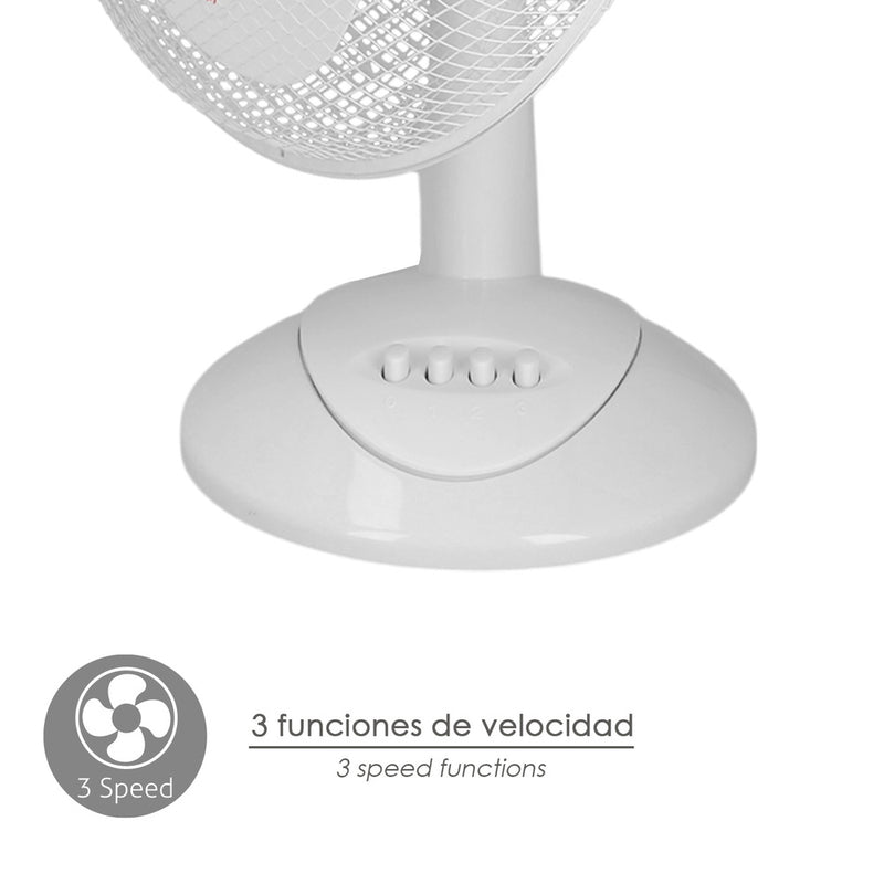 Ventilador sobremesa blanco 45 watt 3 velocidades