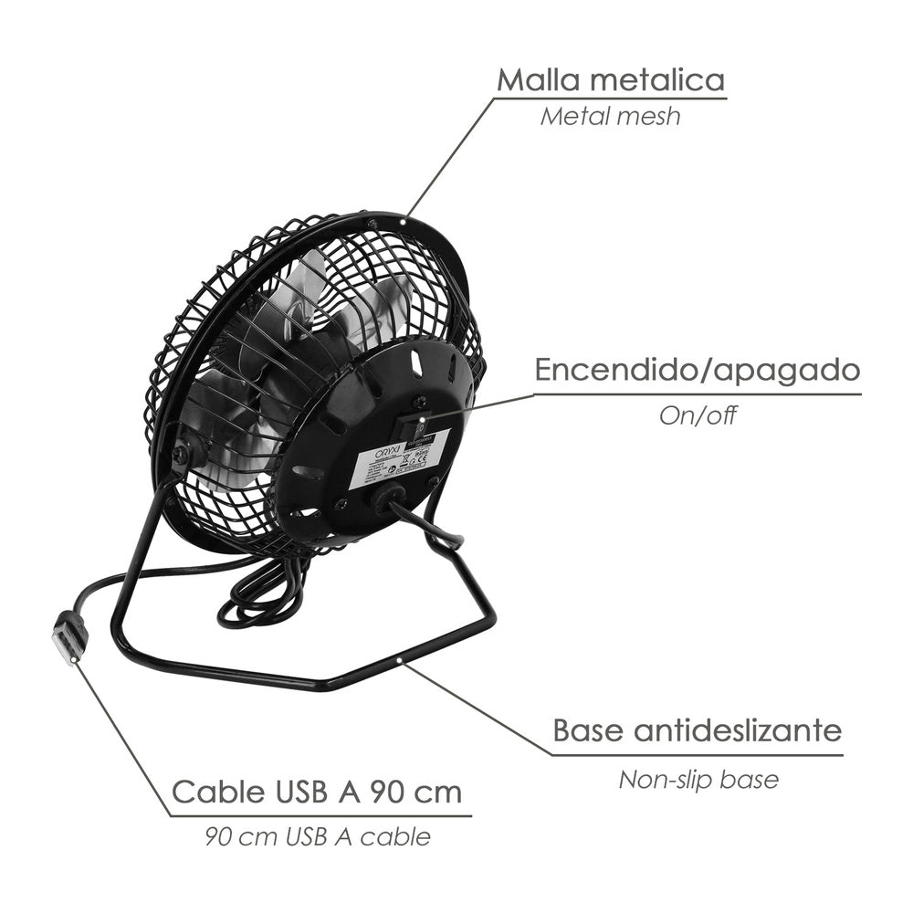 10cm 2.5W USB desk fan.