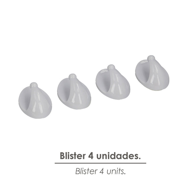Colgador oryx blanco pequeño (blister 4 unidades ) adhesivo