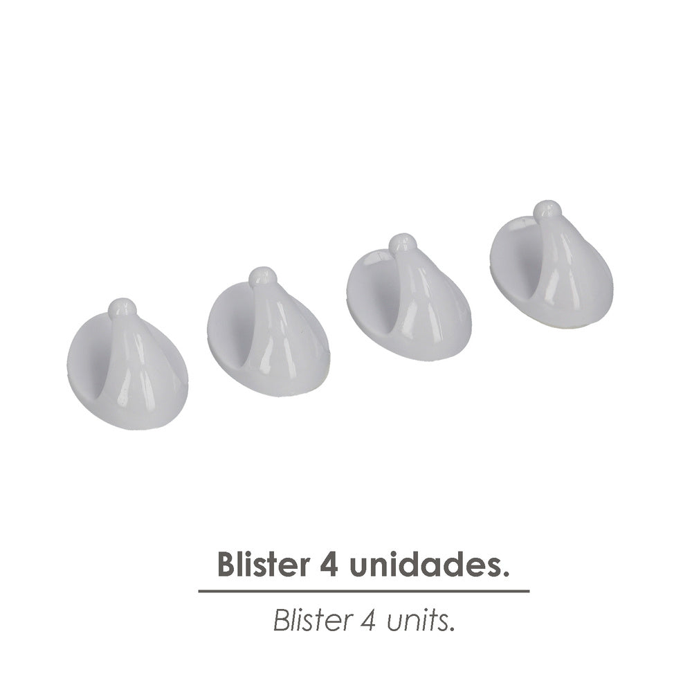 Colgador oryx blanco pequeño (blíster 4 unidades ) adhesivo