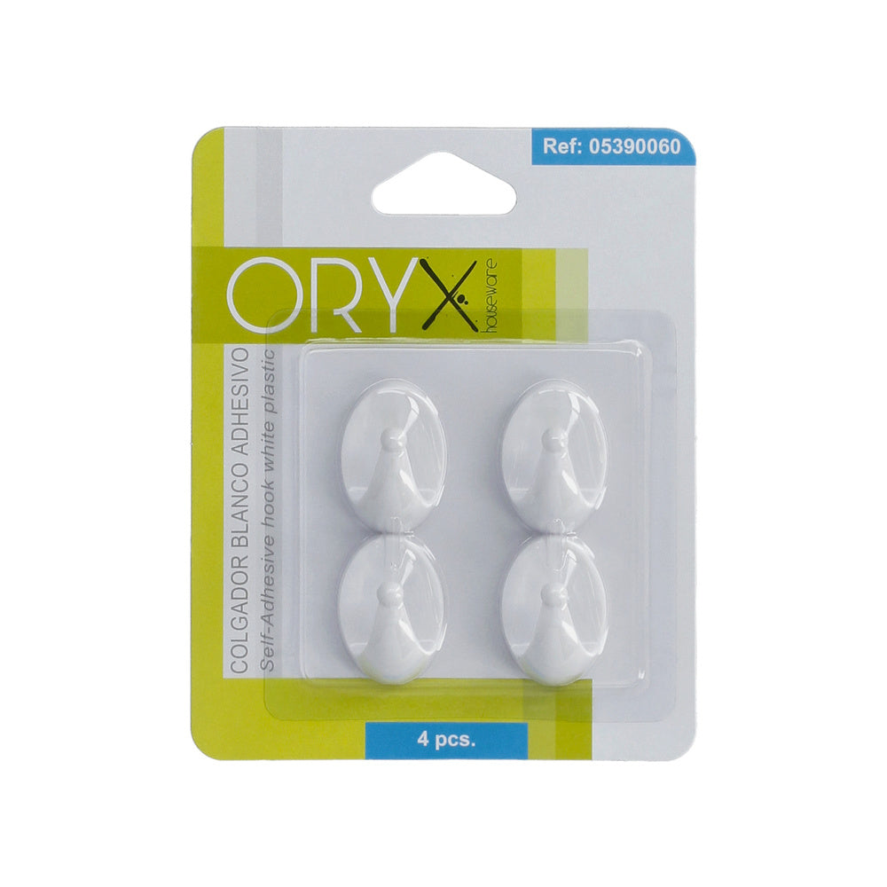 Colgador oryx blanco pequeño (blíster 4 unidades ) adhesivo