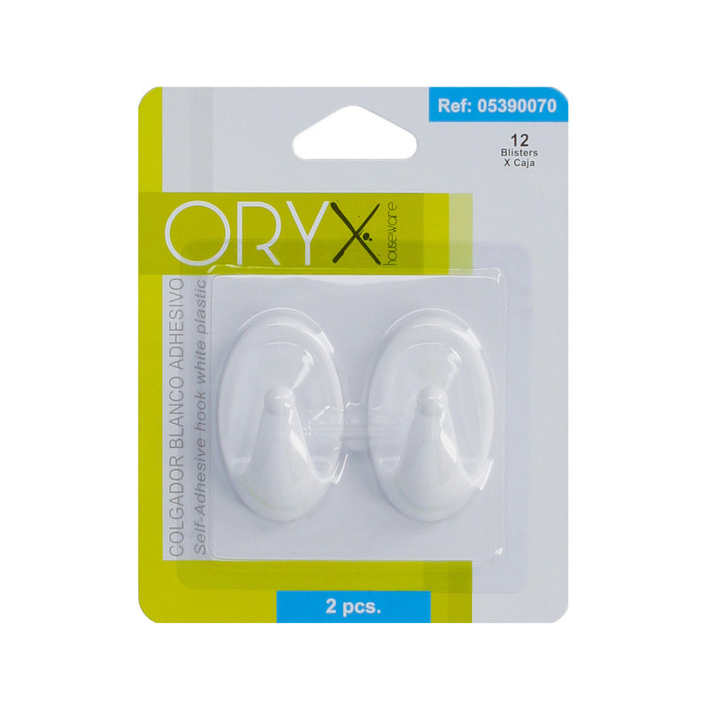 Colgador oryx  blanco grande (blister  2 unidades) adhesivo