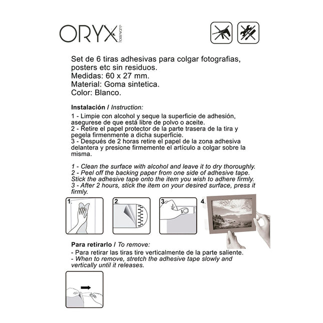 Tiras adhesivas doble cara sin residuos (blister de 6 piezas )