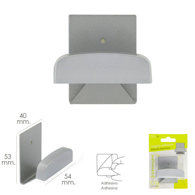 Colgador percha adhesivo acero inoxidable color gris