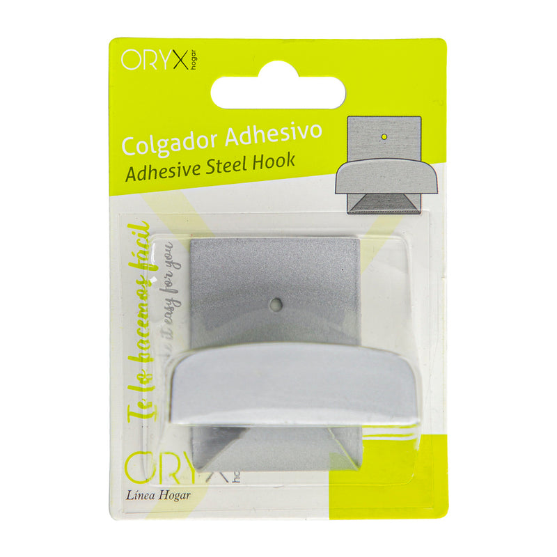 Colgador percha adhesivo acero inoxidable color gris