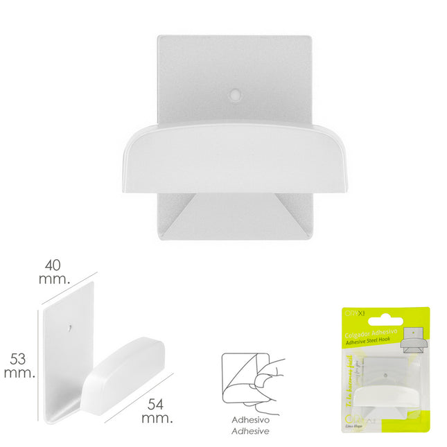 Colgador percha adhesivo acero inoxidable color blanco