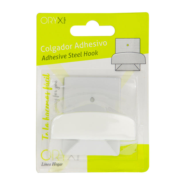 Colgador percha adhesivo acero inoxidable color blanco