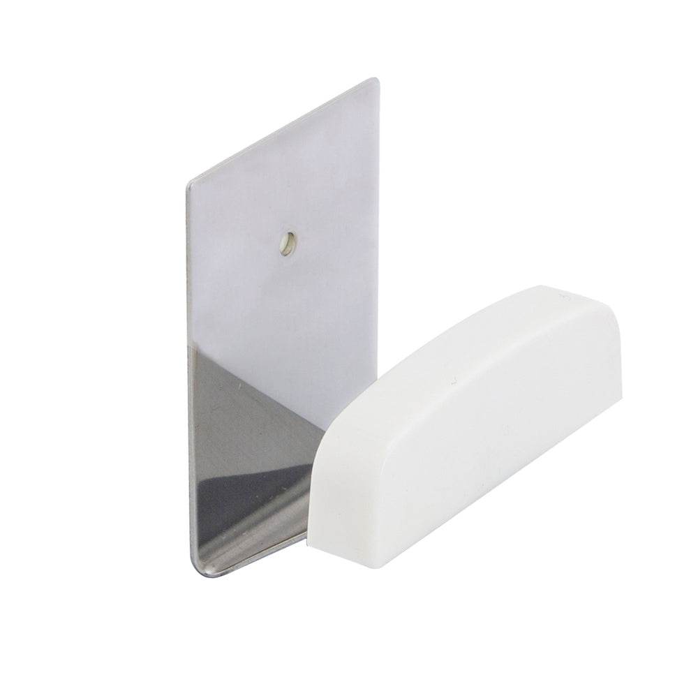Cabide adesivo, aço inoxidável, metalizado/branco