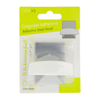 Cabide adesivo, aço inoxidável, metalizado/branco