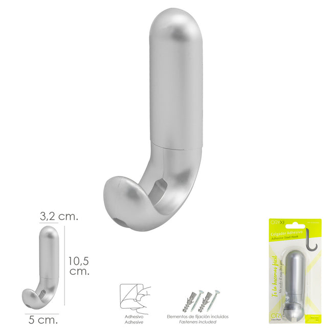 Colgador adhesivo / atornillable plateado mate