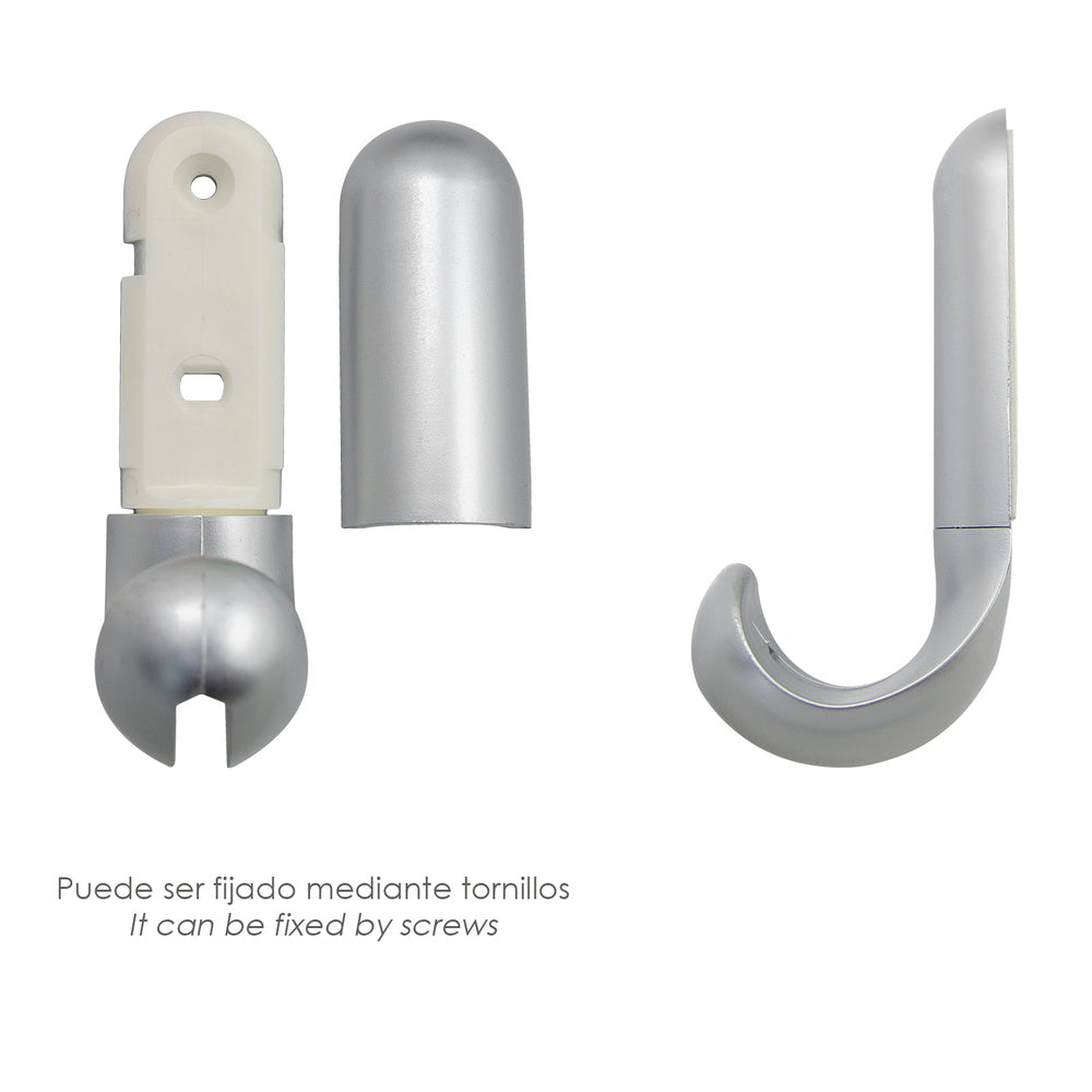 Cabide adesivo/parafusável prateado mate