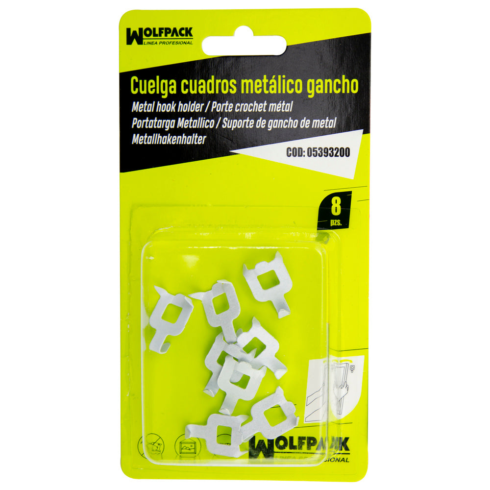 Cuelga cuadros metálico gancho blíster 8 piezas
