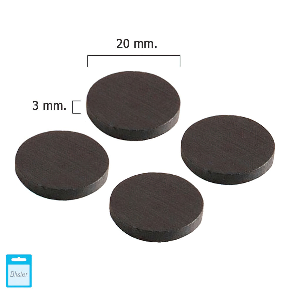 Íman wolfpack ferrite disco ø 20x3 mm (blister 4 peças)
