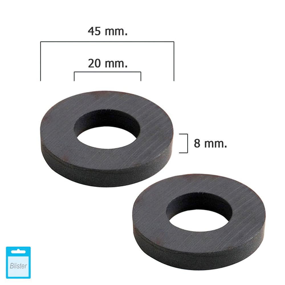 Íman wolfpack ferrite anel ø 45x20x8 mm (blister 2 unidades)