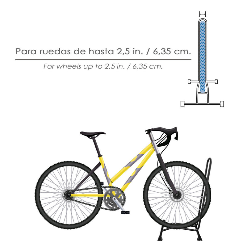 Soporte para bicicletas de suelo, ancho rueda 6,5 cm. tacos antideslizantes, caballete bicicleta, soporte e bike