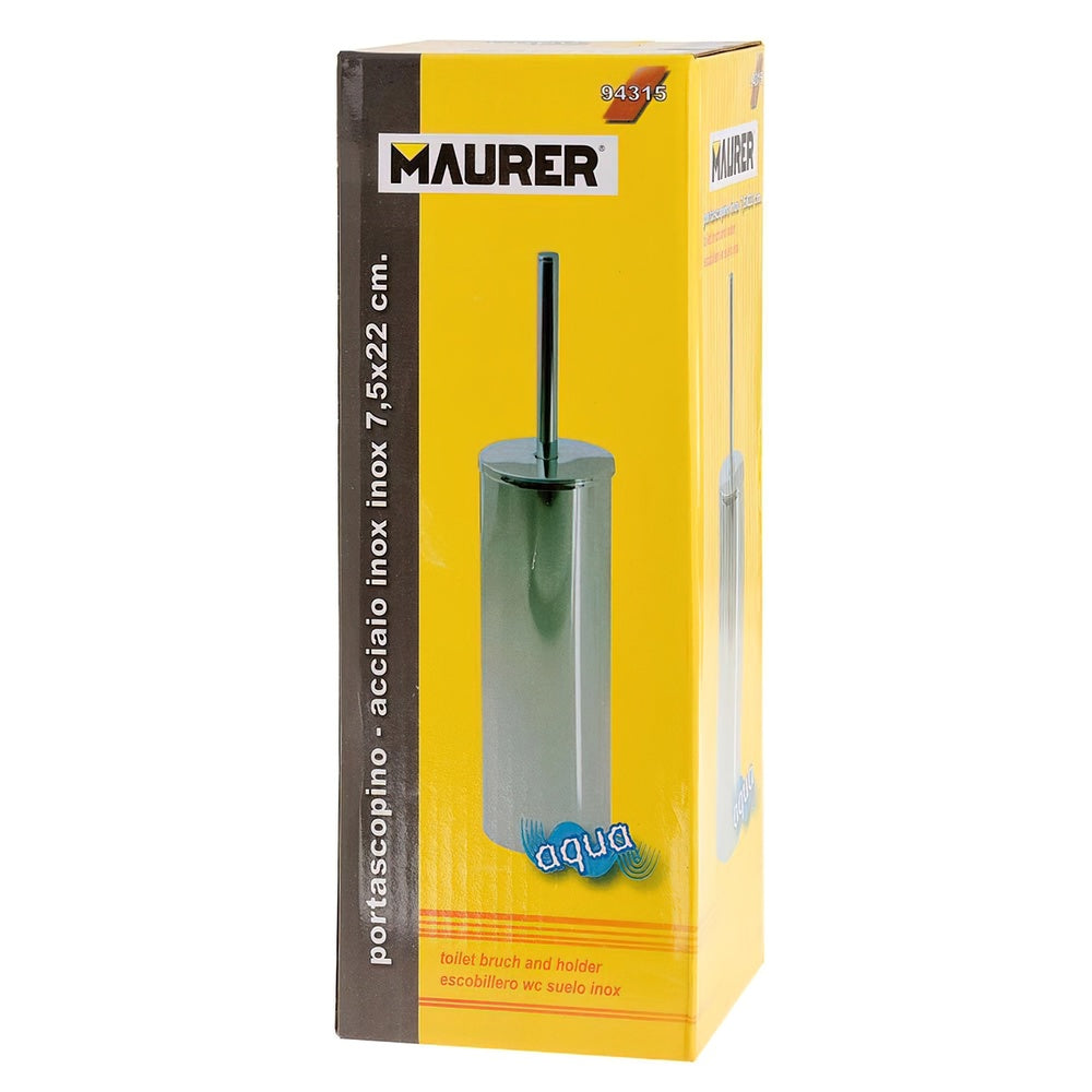Suporte para escova de sanita Maurer, piso em aço inoxidável