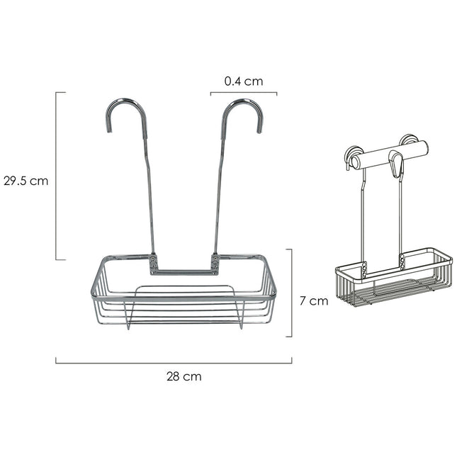 Cestillo inox para colgar 1 altura. 280 x 105 x 335 mm