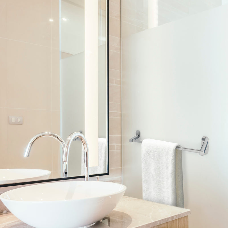 Toallero barra 40 cm. color inox con efecto espejo, autoadhesivo resistente, porta toallas, toallero adhesivo pared/mueble