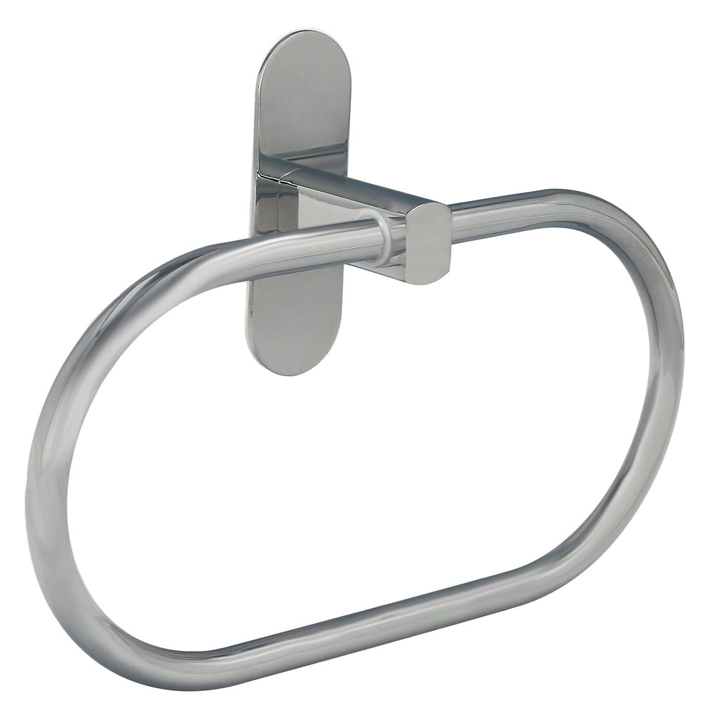 Ring-shaped towel holder, stainless steel color with mirror effect, resistant self-adhesive, towel rack, wall/cabinet adhesive towel holder