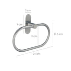 Suporte de toalhas em aço inoxidável em forma de anel com efeito espelhado, forte adesivo, suporte de toalhas adesivo para parede/mobiliário.
