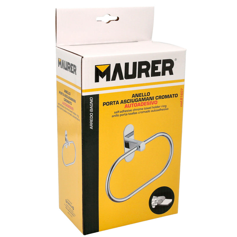 Toallero forma anilla color inox con efecto espejo, autoadhesivo resistente, porta toallas, toallero adhesivo pared / mueble