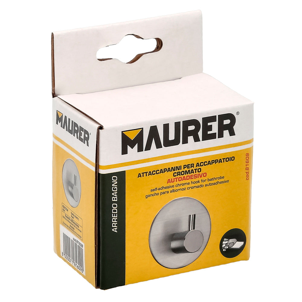 Gancho colgador baño individual toallas / albornoz color inox autoadhesivo resistente, sin tornillos