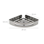 Cesto de canto autocolante para casa de banho, na cor aço inoxidável com efeito espelhado, resistente à autocolante ou com parafusos.