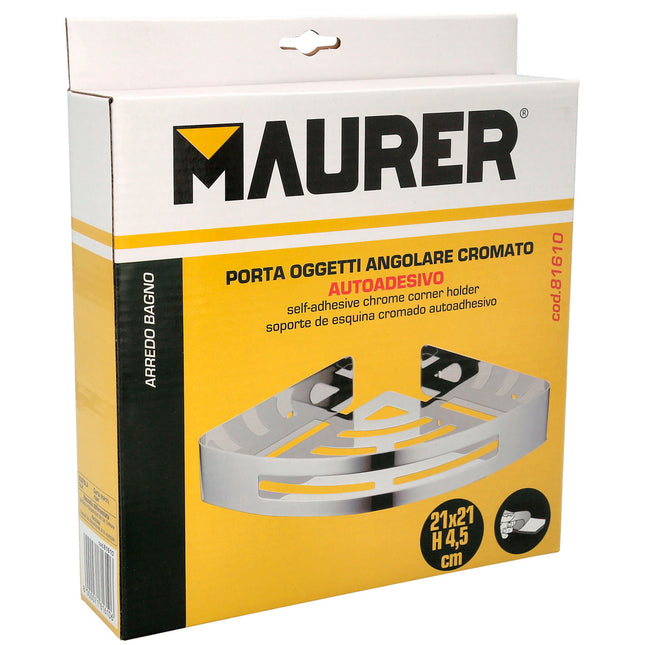 Cestillo rincon baño autoadhesivo, color inox con efecto espejo, autoadhesivo resistente o con tornillos