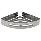 Cesto de canto autocolante para casa de banho, na cor aço inoxidável com efeito espelhado, resistente à autocolante ou com parafusos.