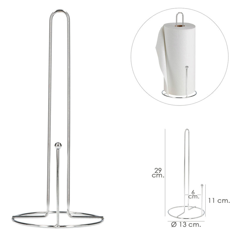 Portarrollos papel cocina vertical, cromado, 13x29 cm