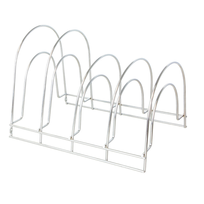 Soporte vertical 5 niveles para sartenes, tapaderas, acero cromado