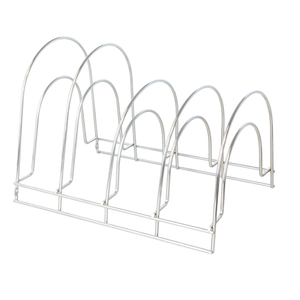 Vertical 5-tier pan and lid organizer, chrome-plated steel