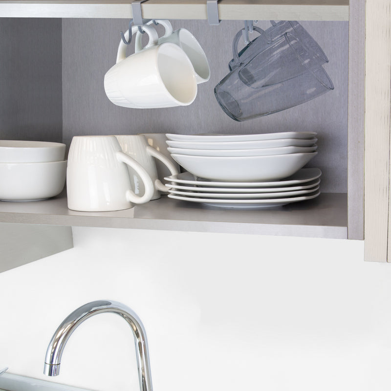 Colgador tazas, soporte cocina bajo mueble, acero cuelgatazas para 10 tazas