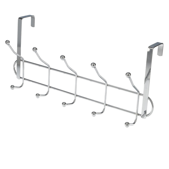 Perchero cromado colgante para puerta 5/10 ganchos. terminacion metalica