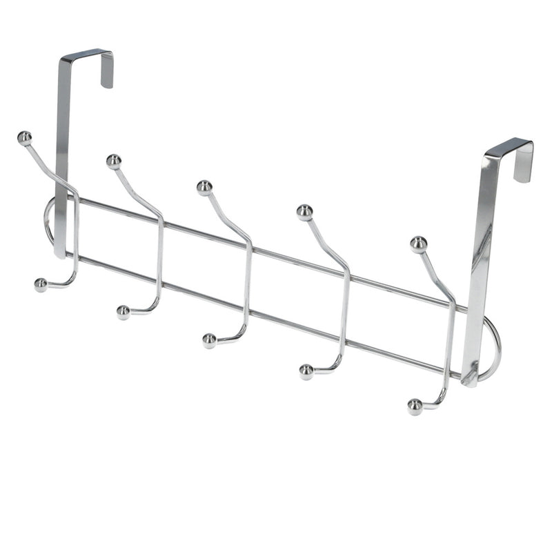 Perchero cromado colgante para puerta 5/10 ganchos. terminacion metalica