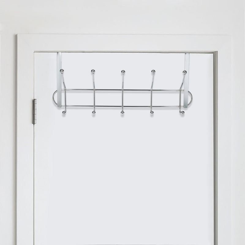 Perchero cromado colgante para puerta 5/10 ganchos. terminacion metalica
