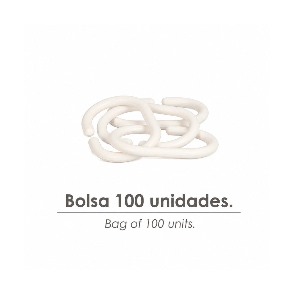 Anillas para cortinas de ducha oval. Anilla baño oval 18 mm. Blanca (bolsa 100 unidades)