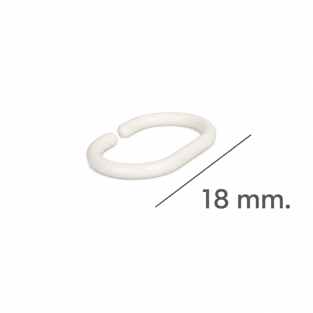 Anillas para cortinas de ducha oval. Anilla baño oval 18 mm. Blanca (bolsa 100 unidades)