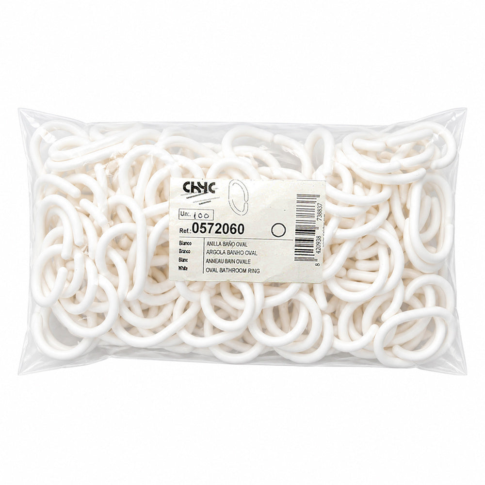 Anillas para cortinas de ducha oval. Anilla baño oval 18 mm. Blanca (bolsa 100 unidades)