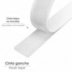 Cinta velcro gancho con adhesivo blanco rollo 25 metros